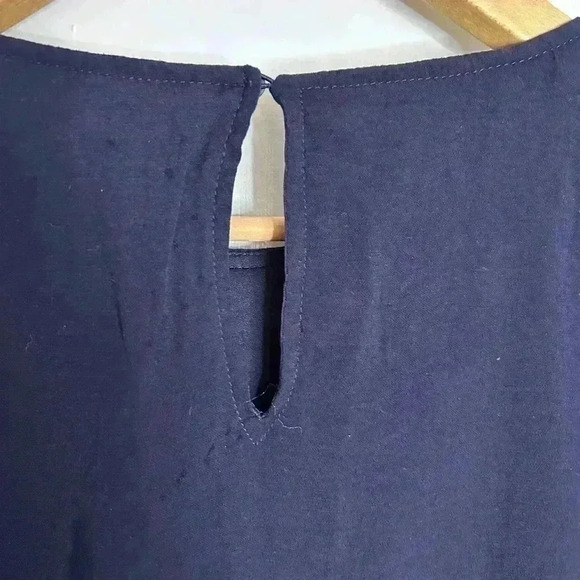 Zara Navy Blue Dress  with 3/4 Bell Ruffle Sleeves Size M - Picture 6 of 7